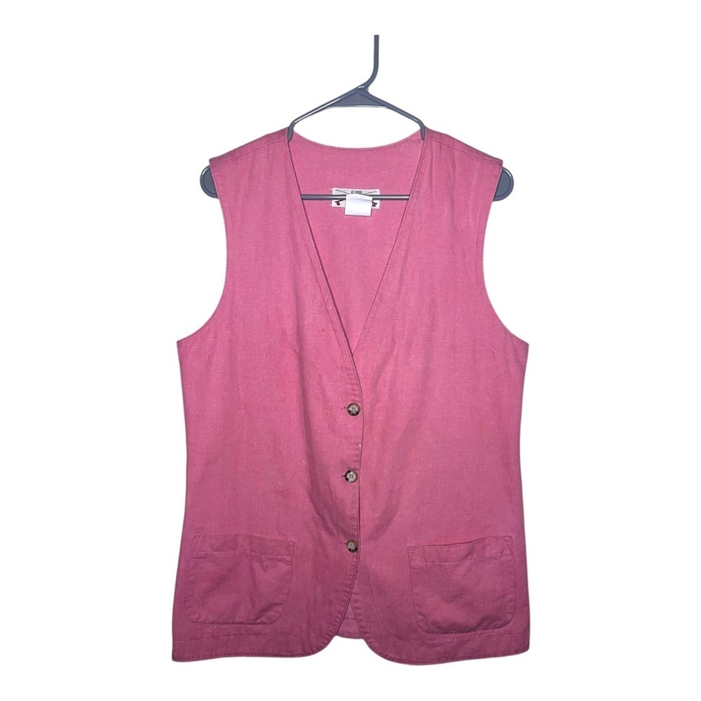 Vintage Cotton Orvis Vest Dress M Pink